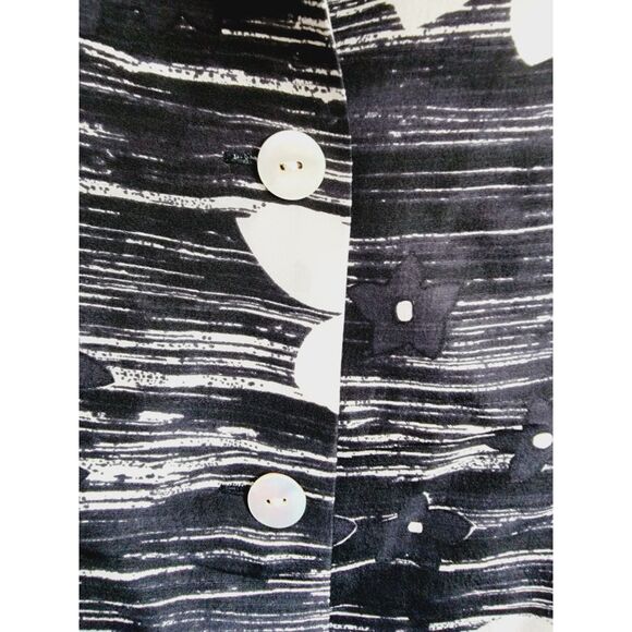 Silk‎ Land 12 Blazer Jacket Women's Size Large B/W 100% Silk Floral Button Front - Picture 5 of 6